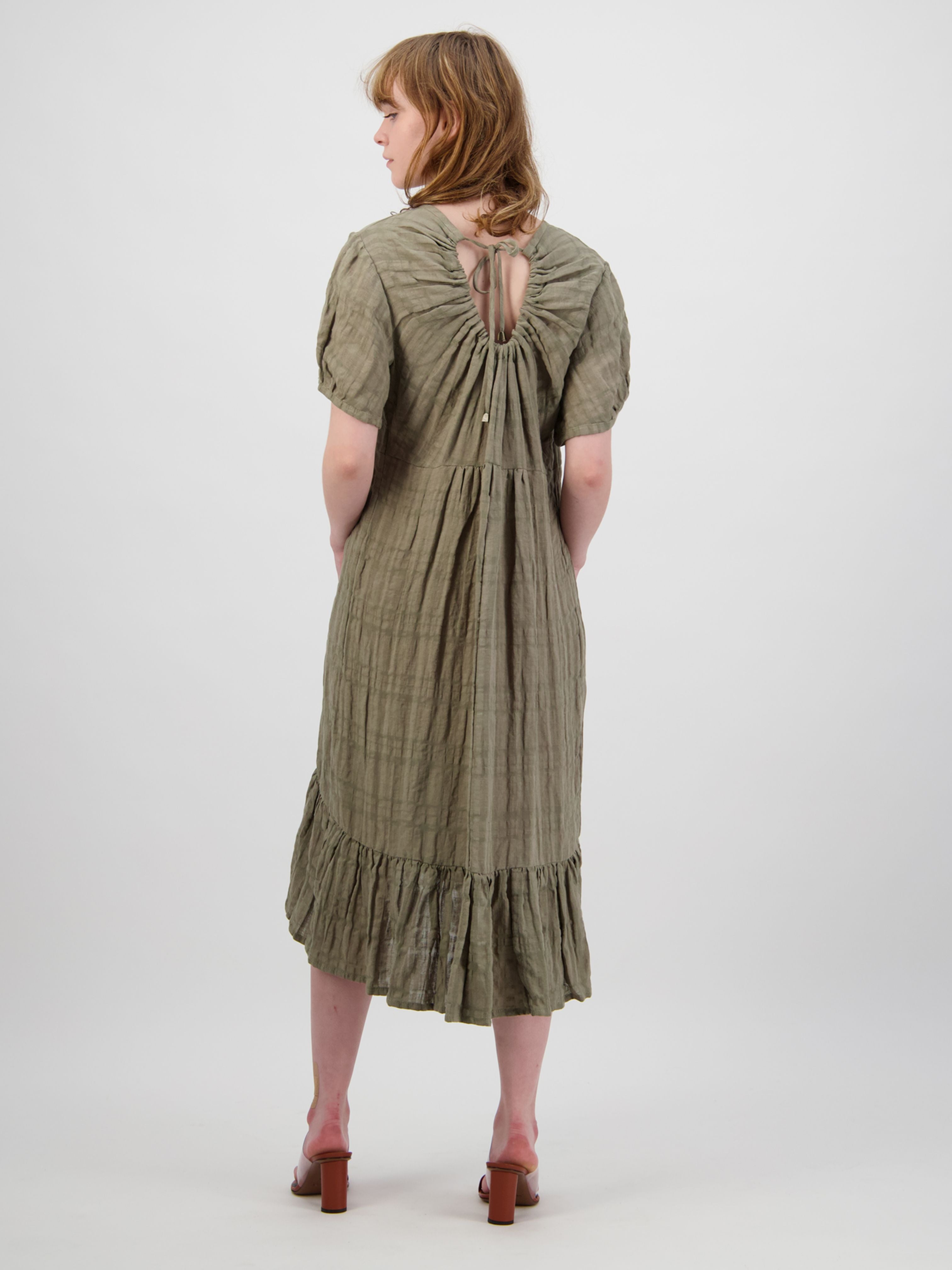 Tiered Crinkle Linen Dress