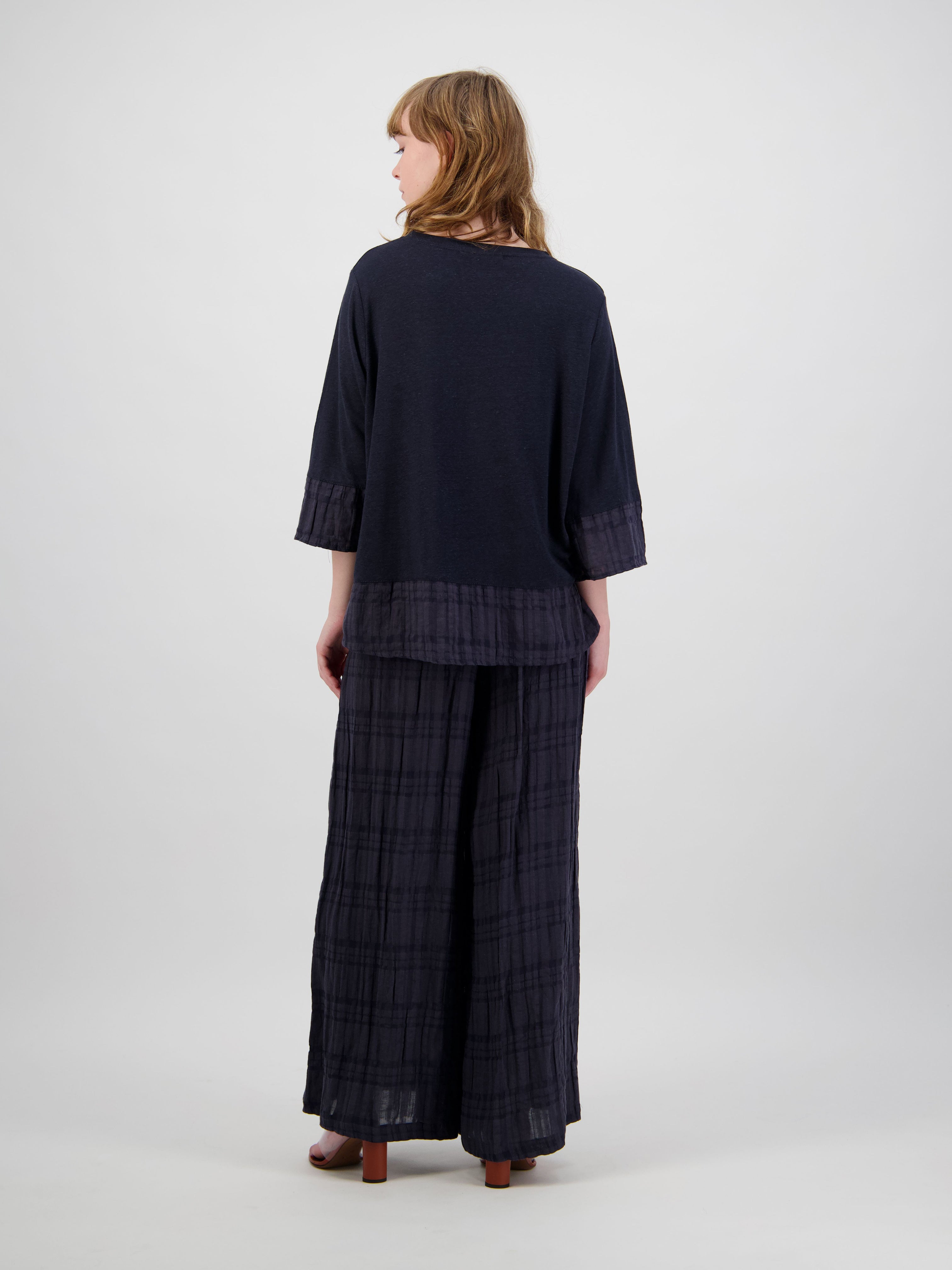 Crinkle Linen Border Top