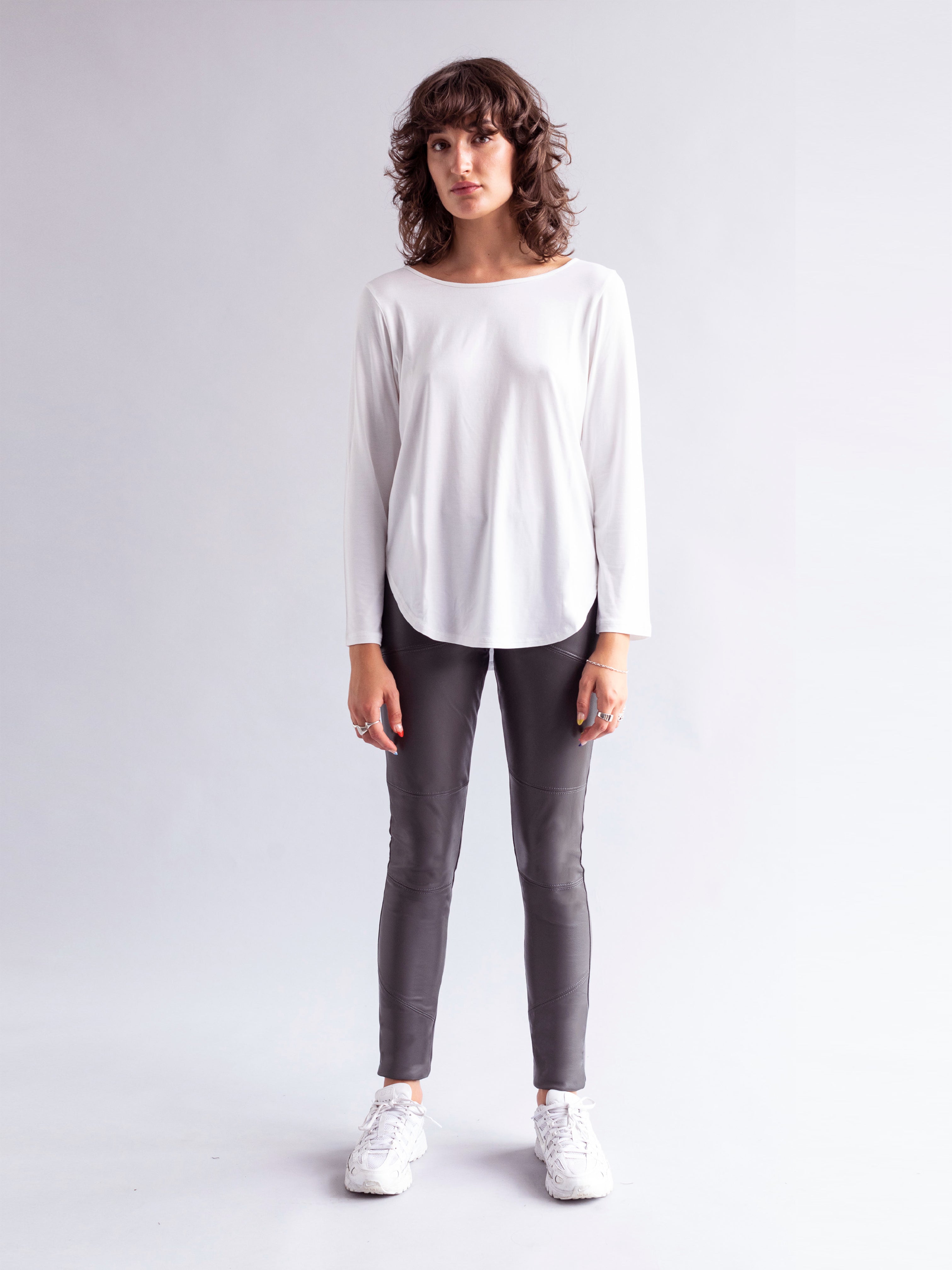 Leather Front Paneled Pant (Charcoal added)