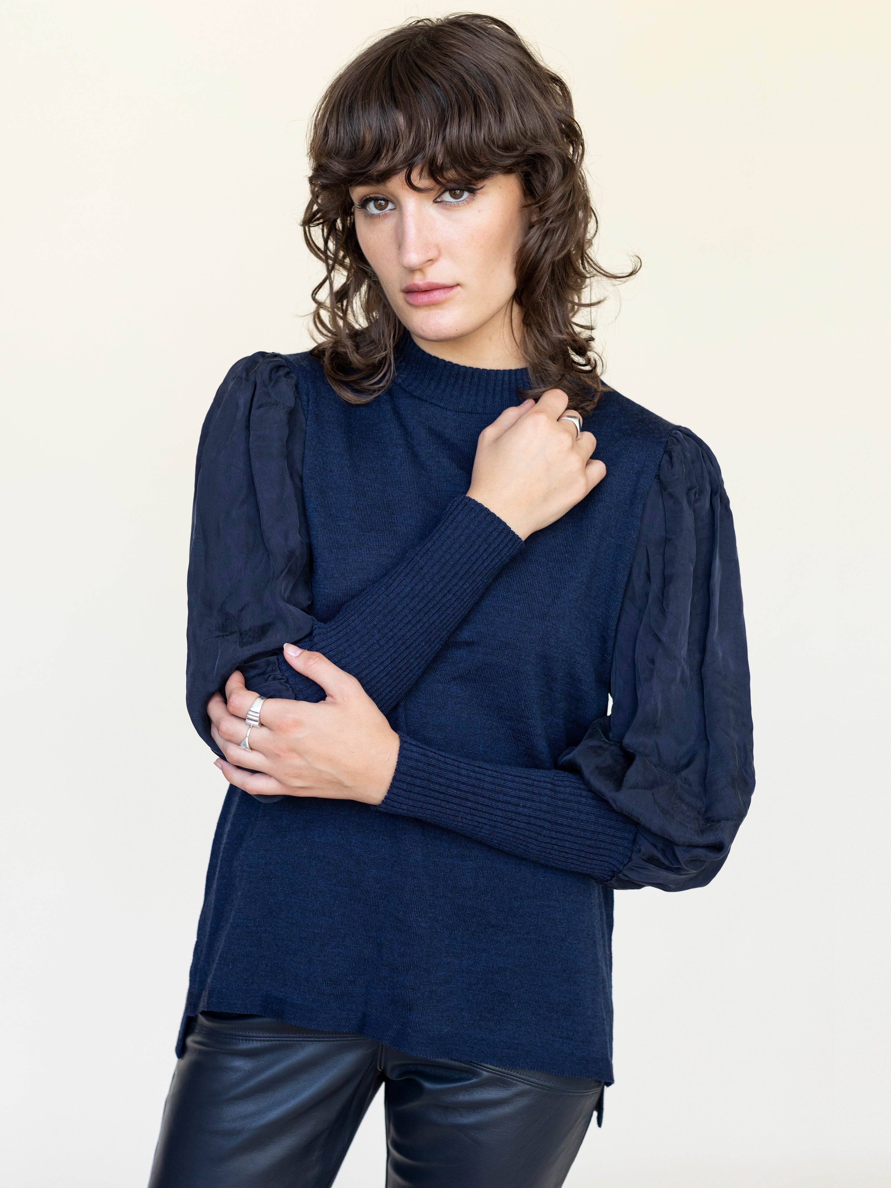 Sheer Puff Sleeve Knit Top (New colourways)