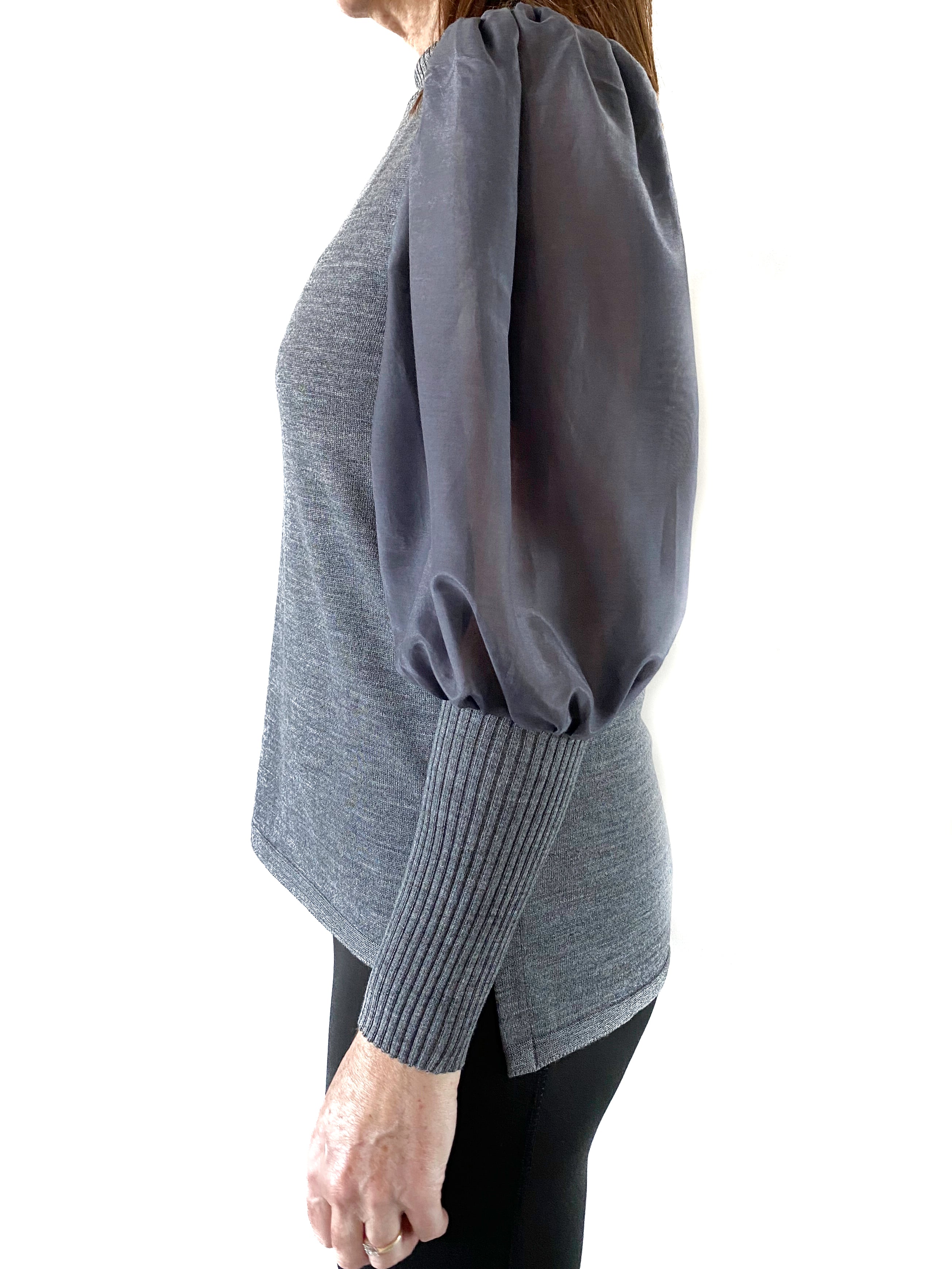 Sheer Puff Sleeve Knit Top (New colourways)