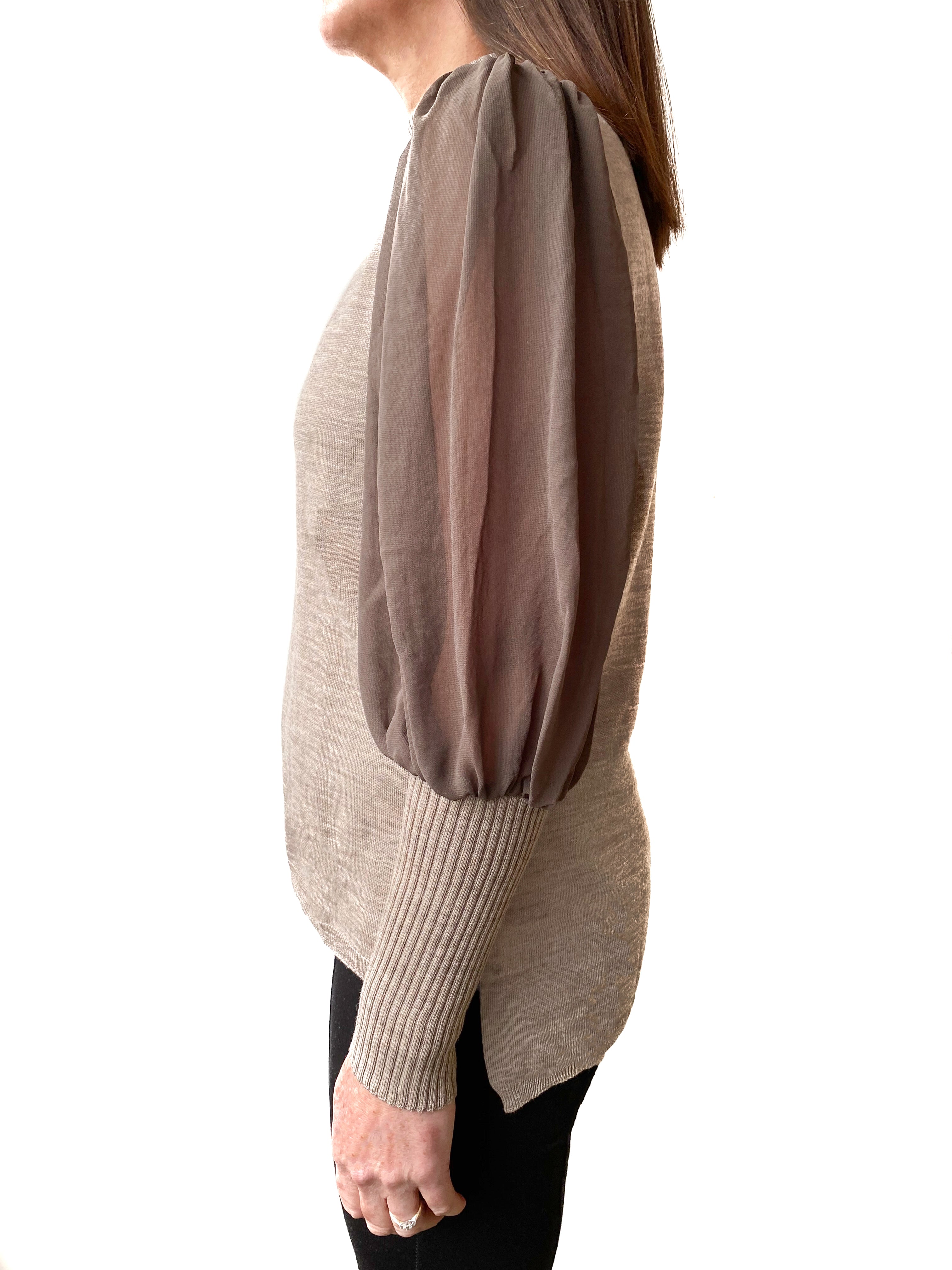 Sheer Puff Sleeve Knit Top (New colourways)