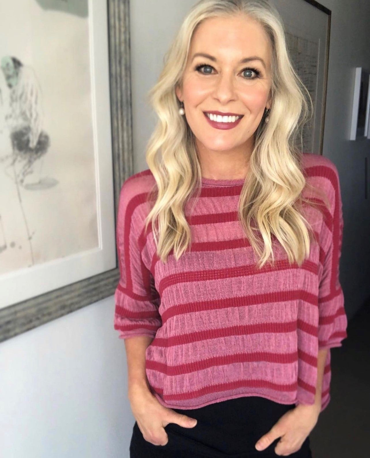 Seersucker Knit Top Rasberry