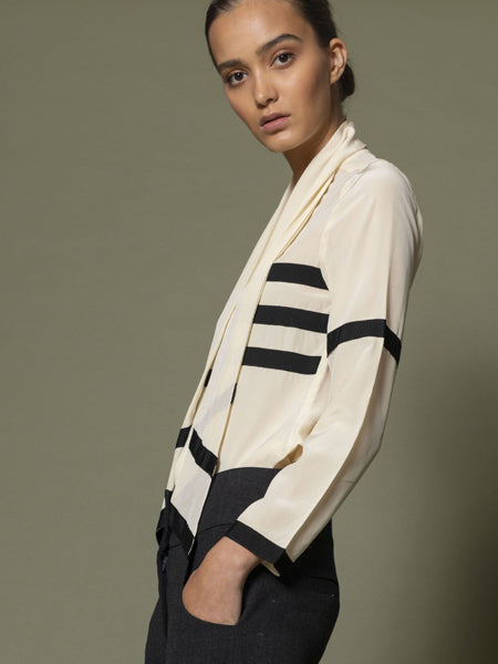 Silk Shirt with Tie Neckline