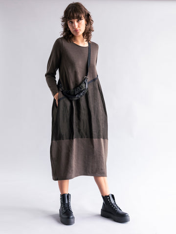 Cocoon Knit Dress with Sheen Panelling