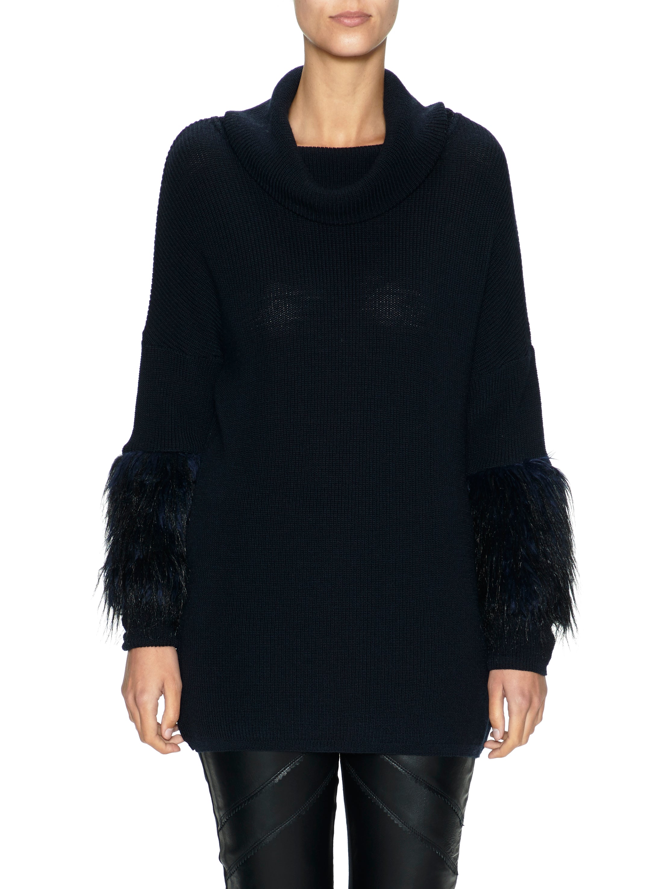 Knit Jumper with Faux Fur Sleeves (New Colourway)
