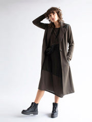 Classic Knit Coat with Genuine Leather