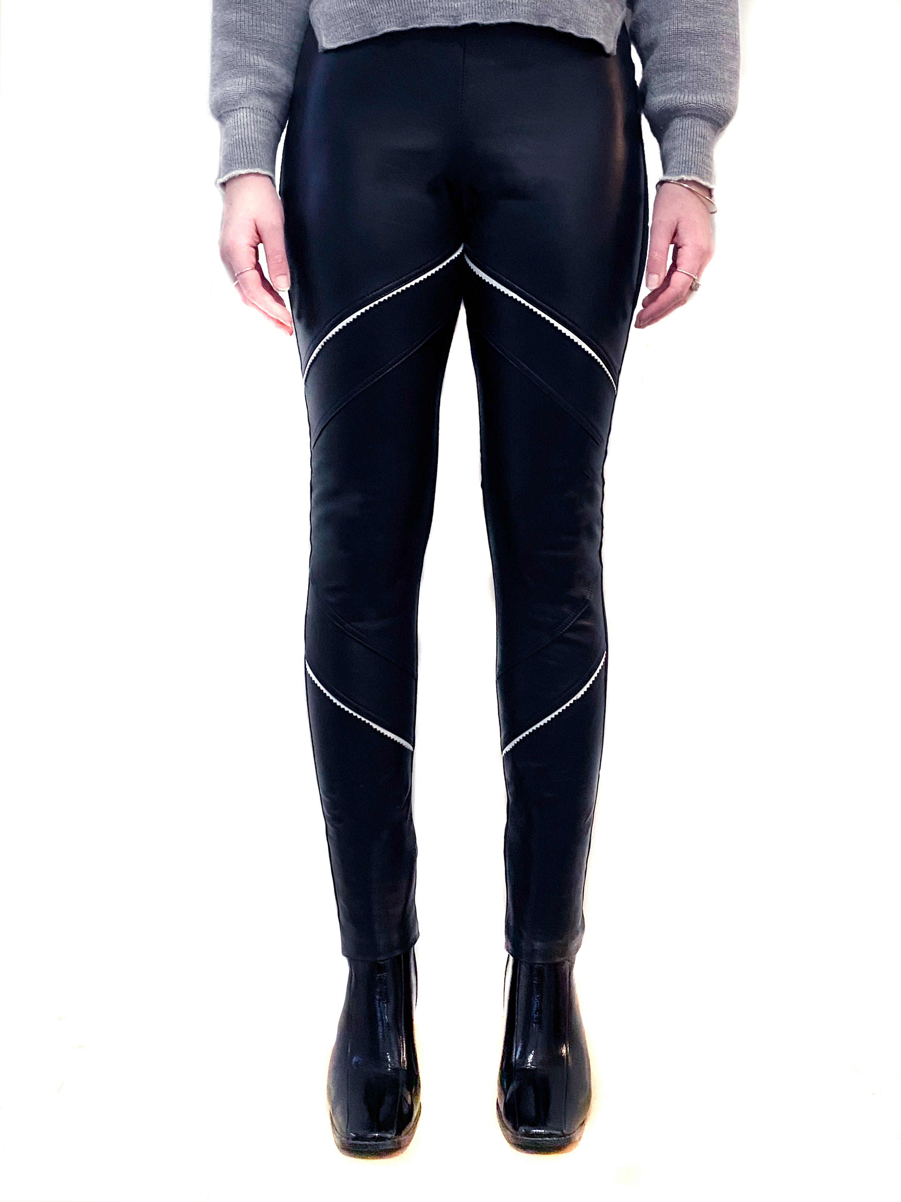SABATINI Leather Front Paneled Pants