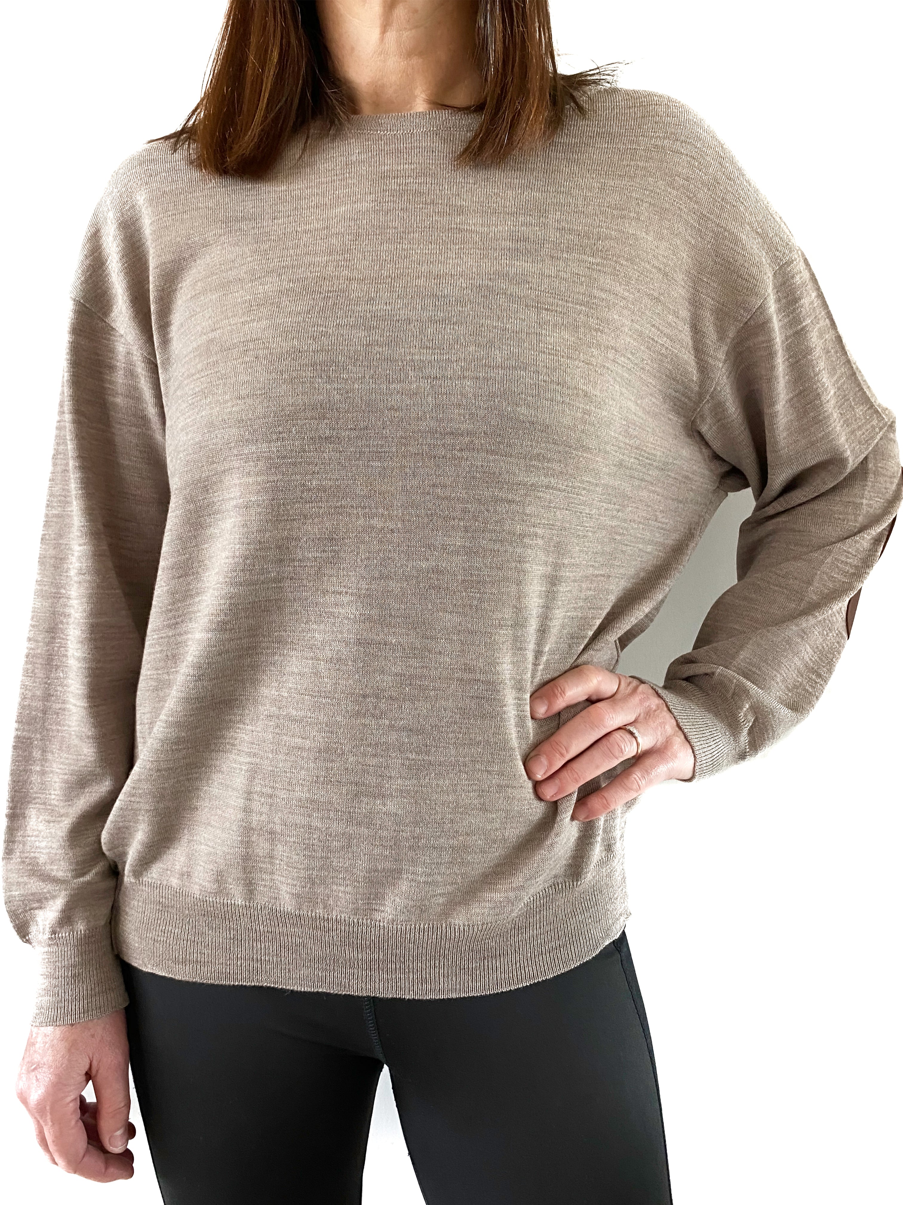 Classic Knit Jumper with Leather Elbow Patches (New Colourways)