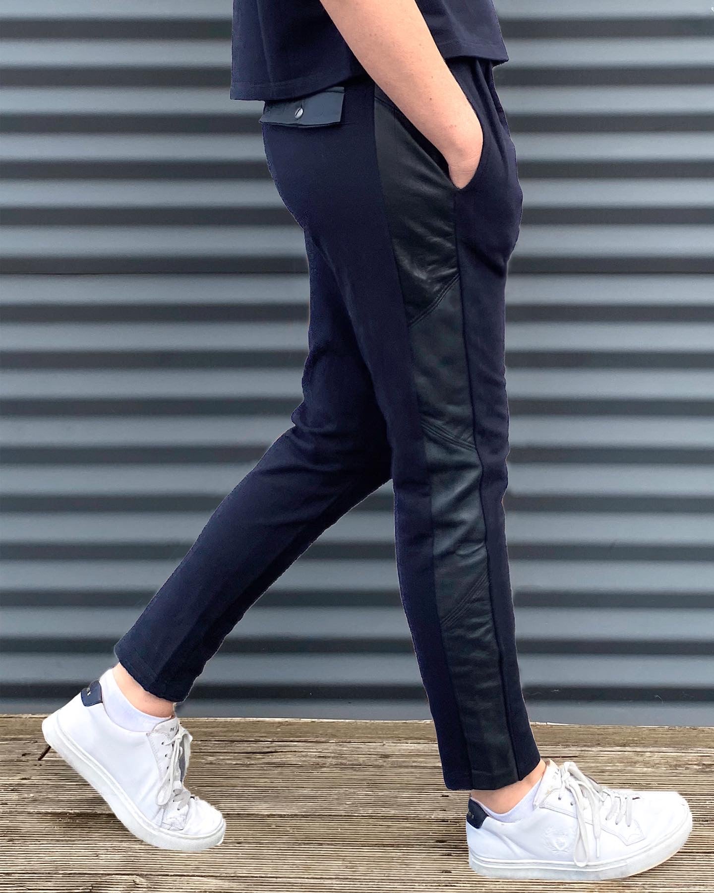 Trackpants with Leather Panelling