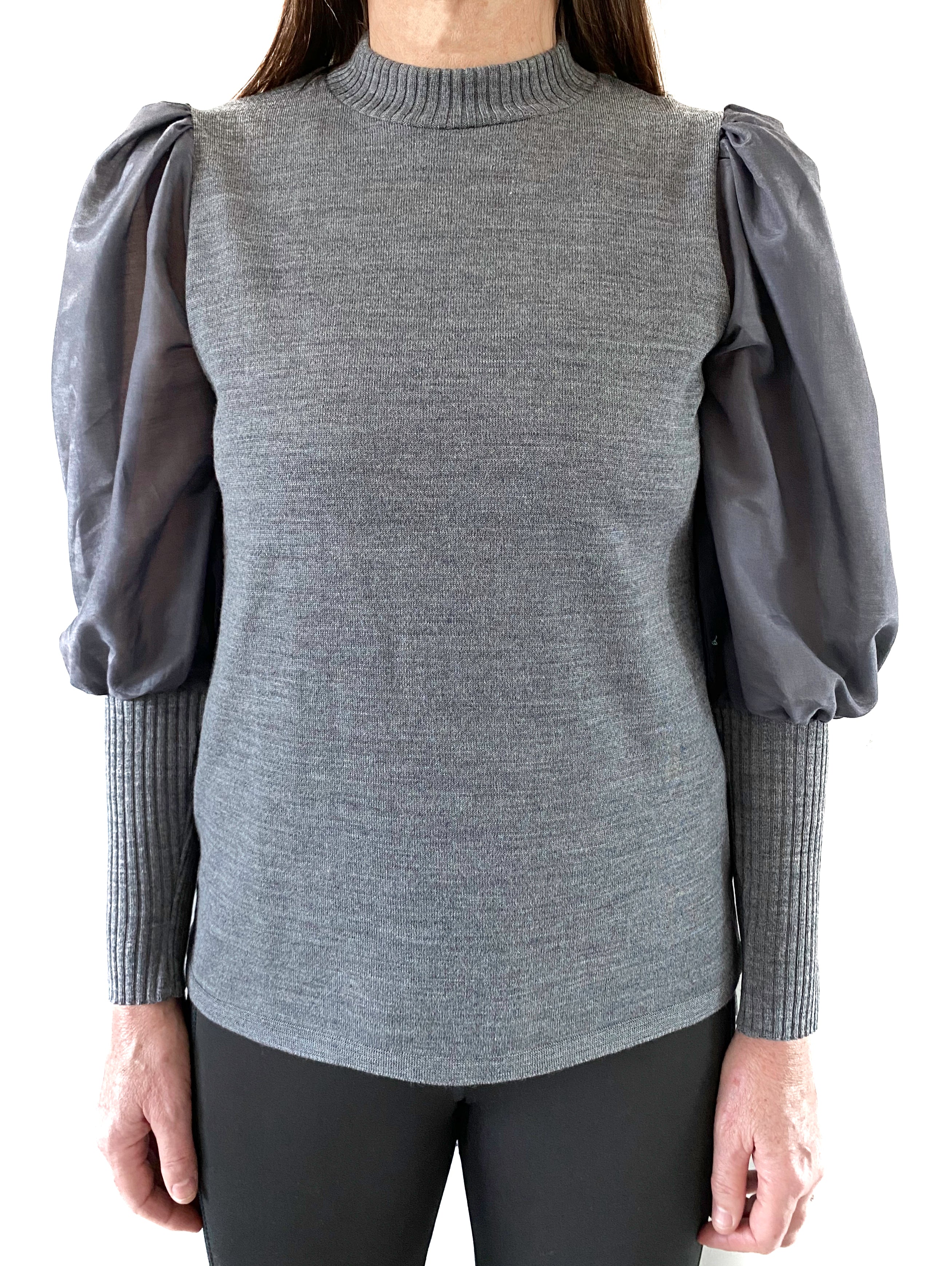 Sheer Puff Sleeve Knit Top (New colourways)