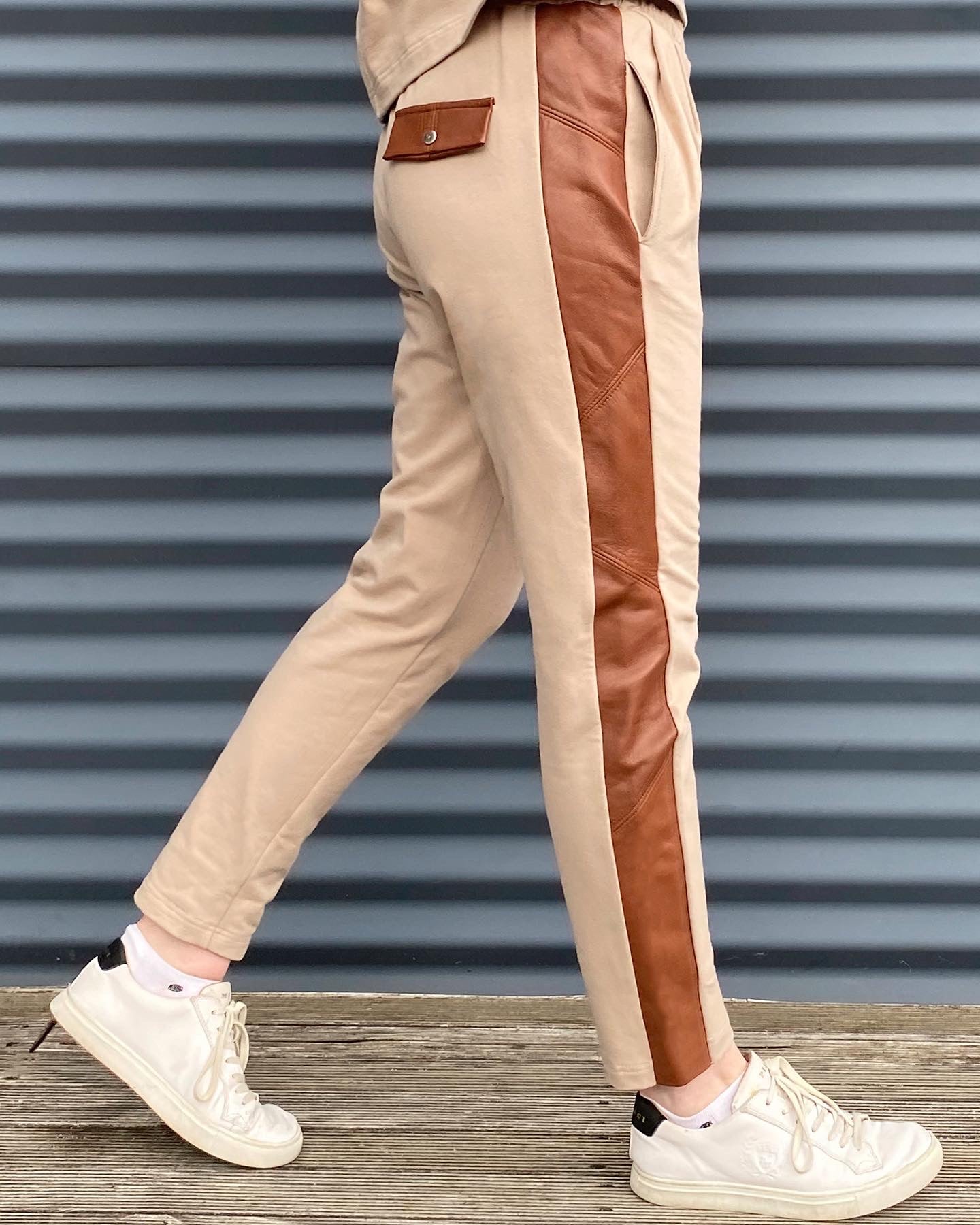 Trackpants with Leather Panelling