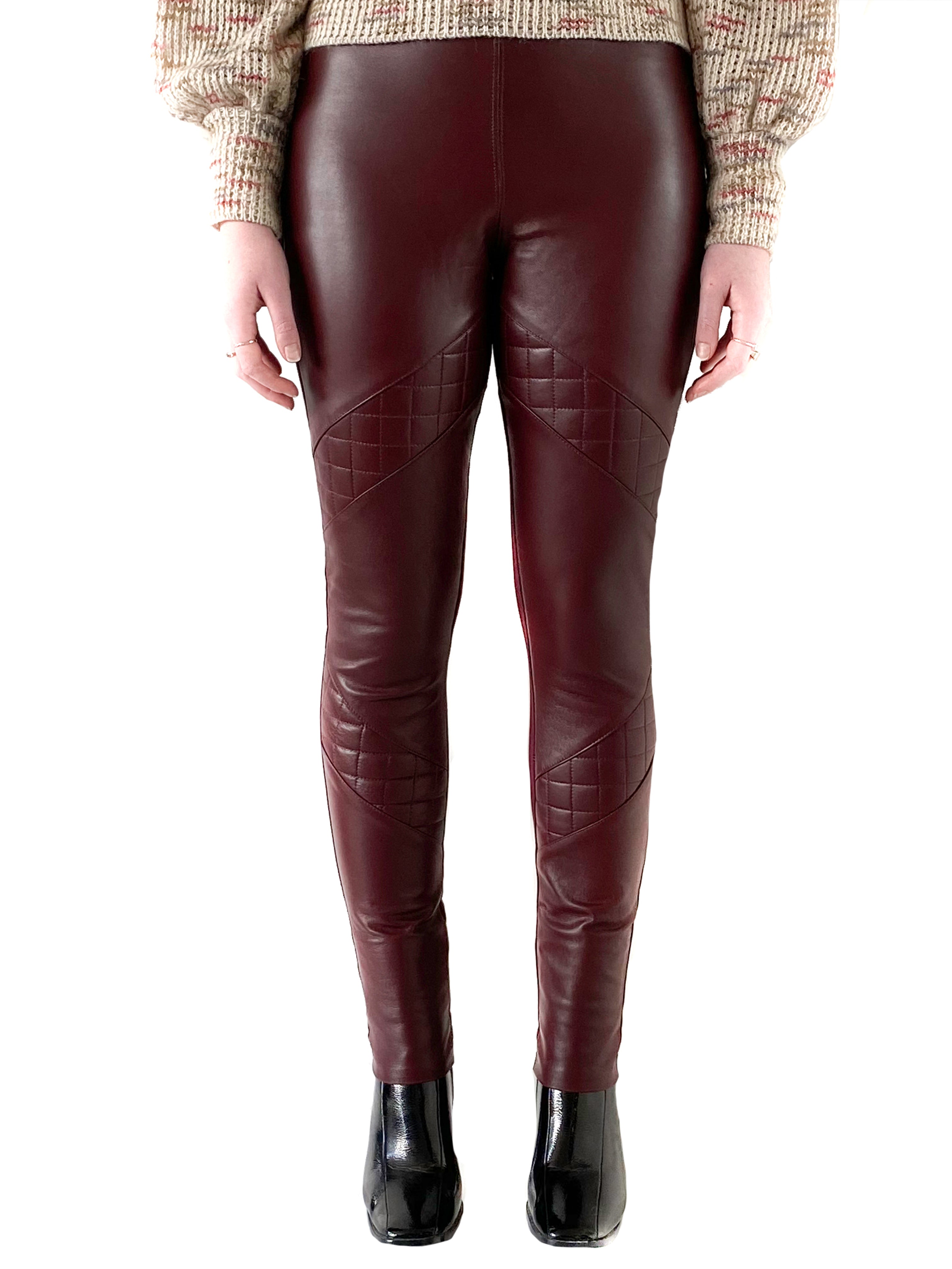 SABATINI Leather Front Quilted Ponti Pants