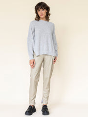 Knit Jumper with Open Zip Detail Sleeve in Silver