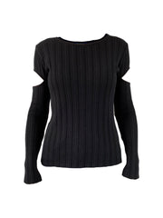 Rib Knit Top with Shoulder Cut Outs